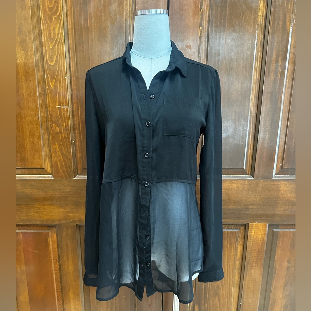 Free People Half Sheer Blouse